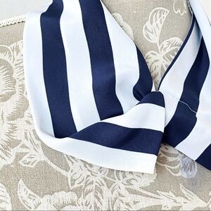 French Silk Pull Through Scarf. Blue/White.